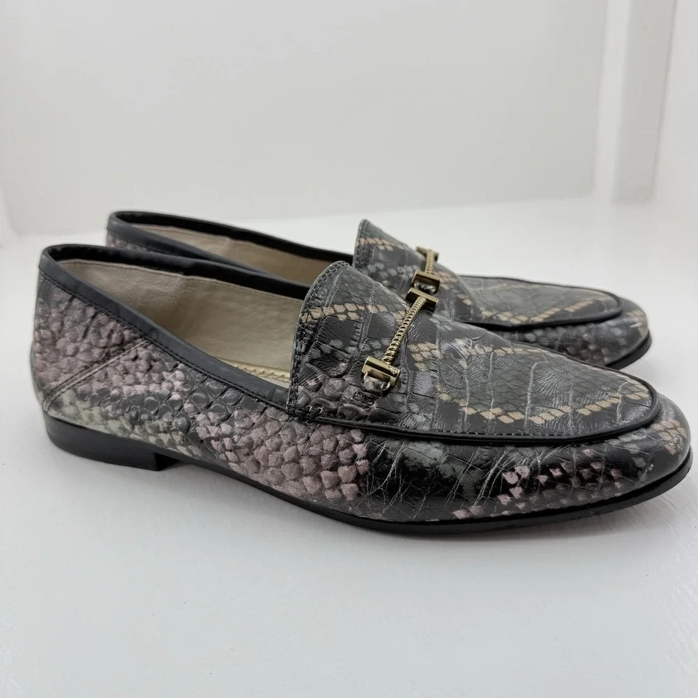 Sam Edelman Lior Wintergreen Snake Print Leather Bit Loafers Women's US Size 7 M